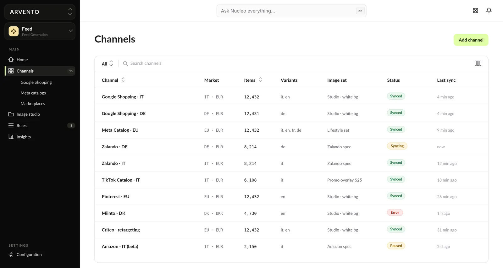 Nucleo Feed screenshot