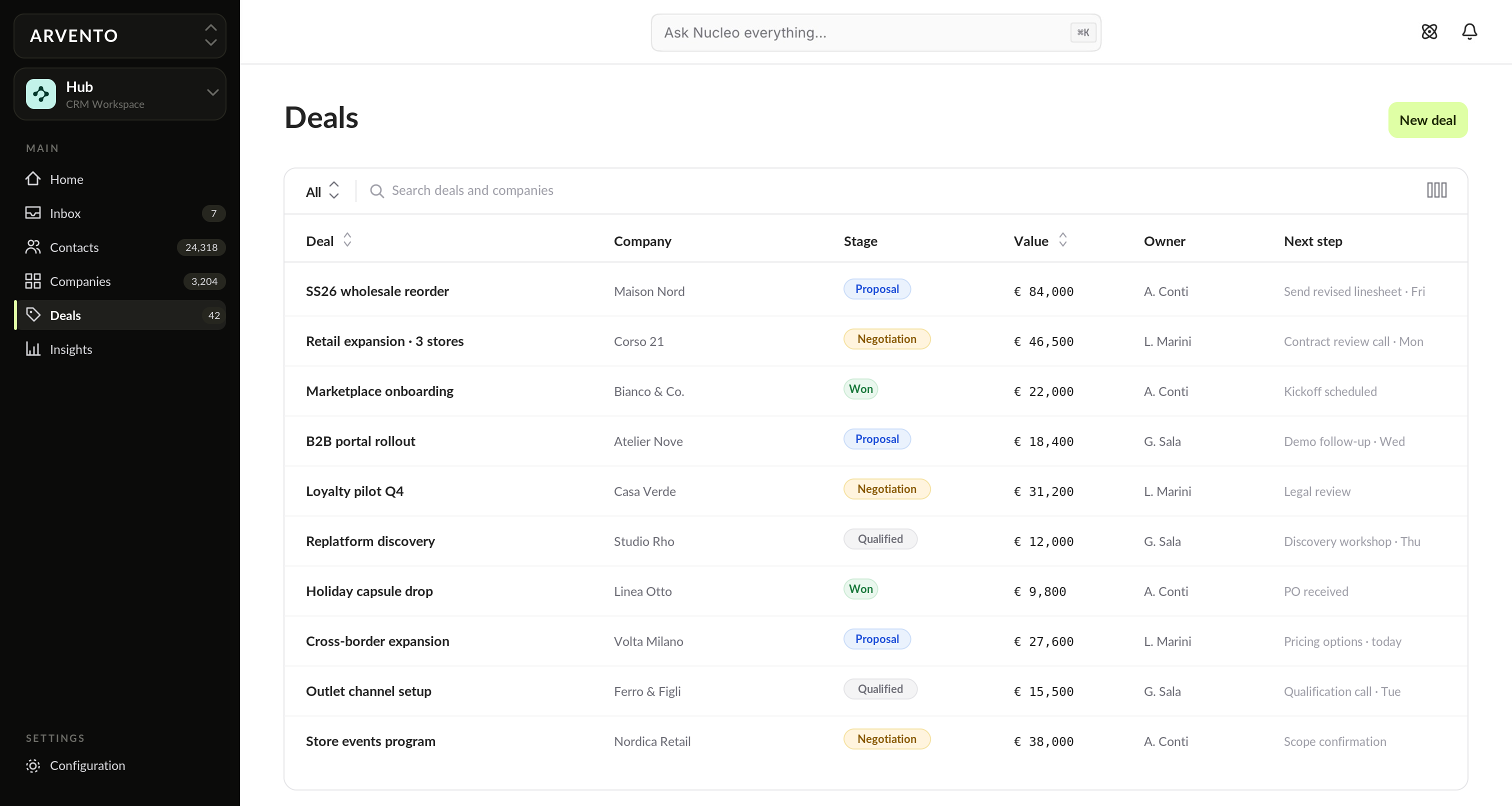 Nucleo Hub screenshot