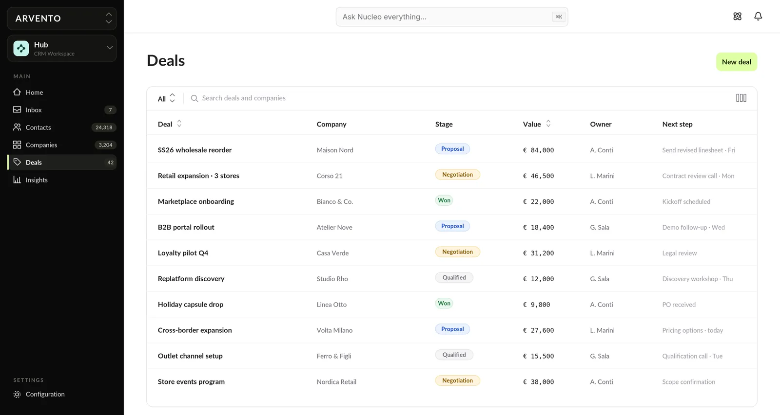 Nucleo Hub screenshot